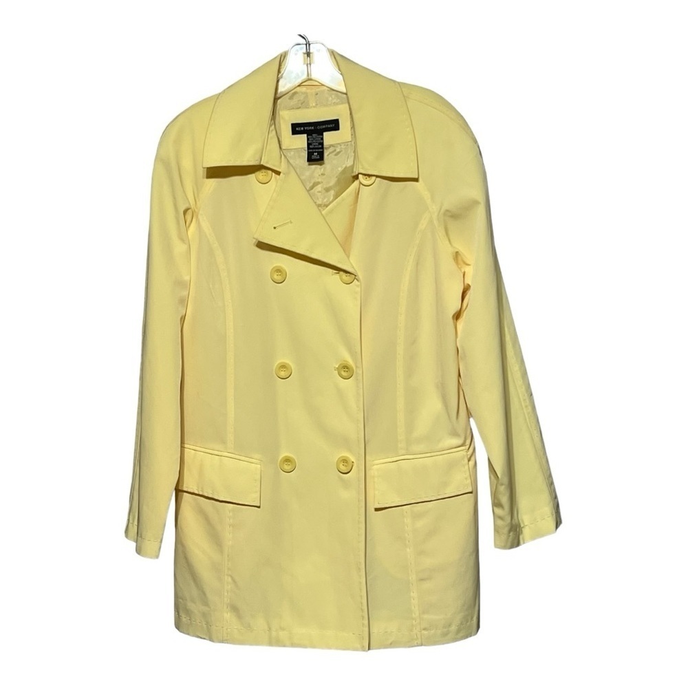 New York & Company Women’s Medium Yellow Double Breasted Trench Coat